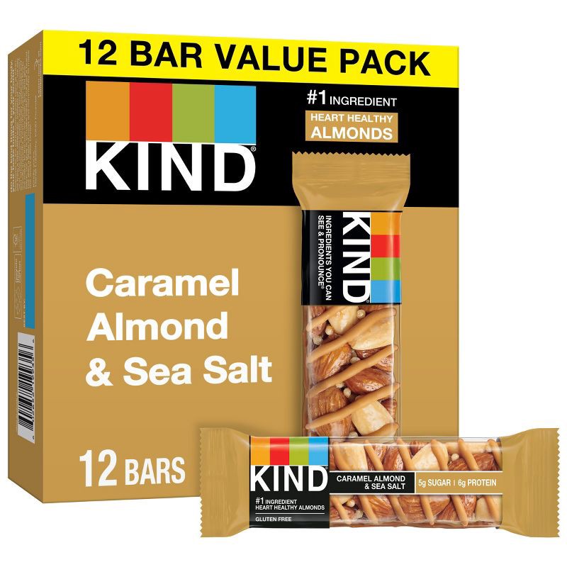 slide 1 of 7, KIND Caramel Almond & Sea Salt Bars - 12ct, 12 ct