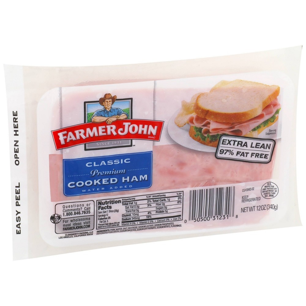 slide 3 of 3, Farmer John Sliced Ham, 12 oz
