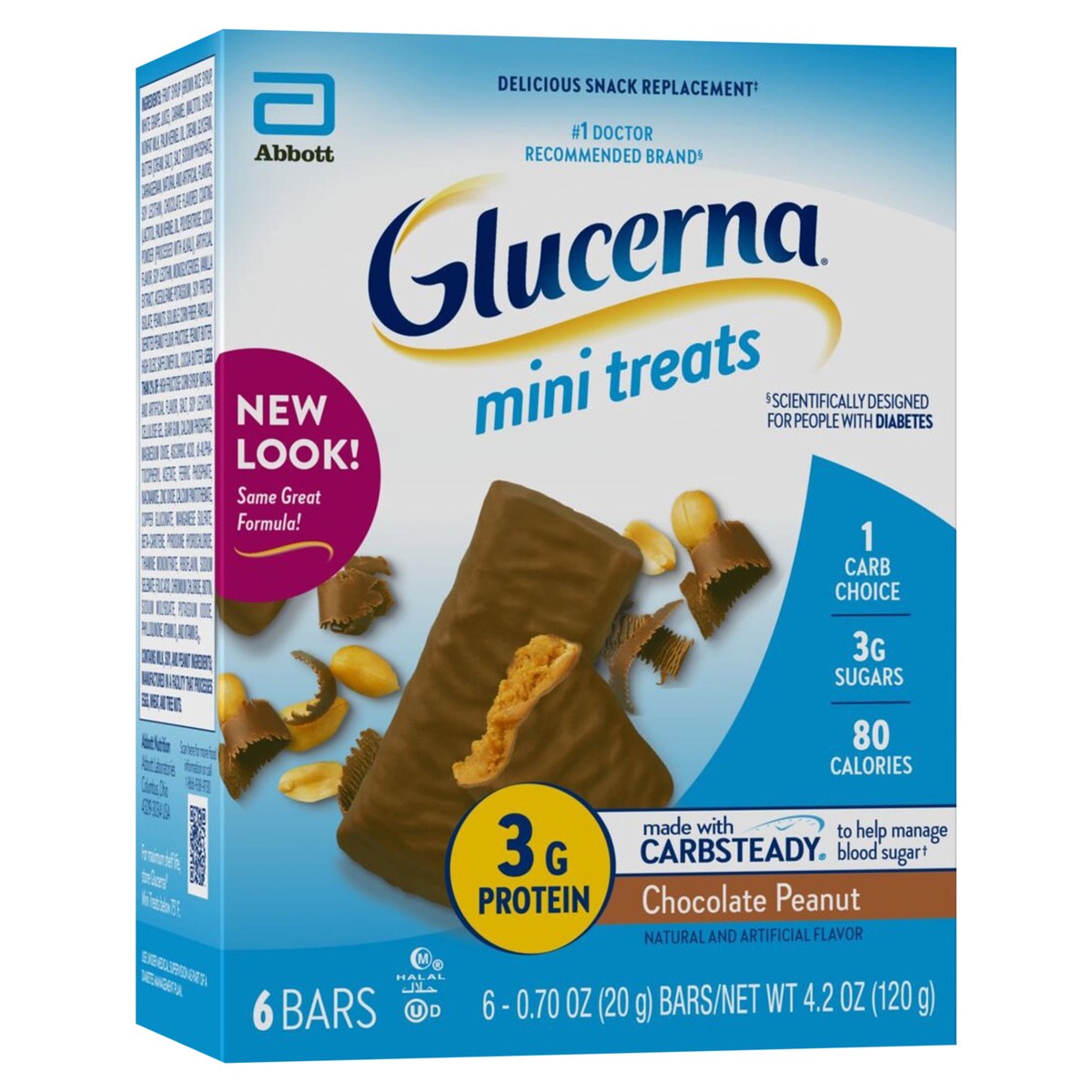 slide 2 of 4, Glucerna Mini Treats Chocolate Peanut Bars 6 - 0.70 oz Bars, 6 ct; 0.7 oz