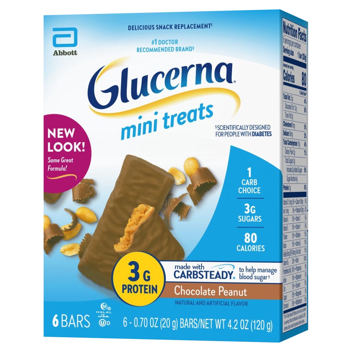 slide 3 of 4, Glucerna Mini Treats Chocolate Peanut Bars 6 - 0.70 oz Bars, 6 ct; 0.7 oz