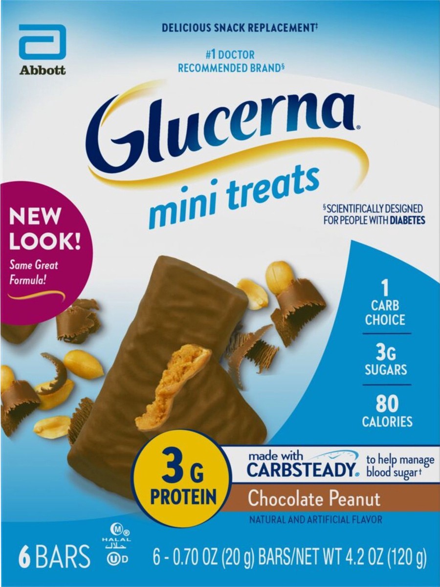 slide 4 of 4, Glucerna Mini Treats Chocolate Peanut Bars 6 - 0.70 oz Bars, 6 ct; 0.7 oz