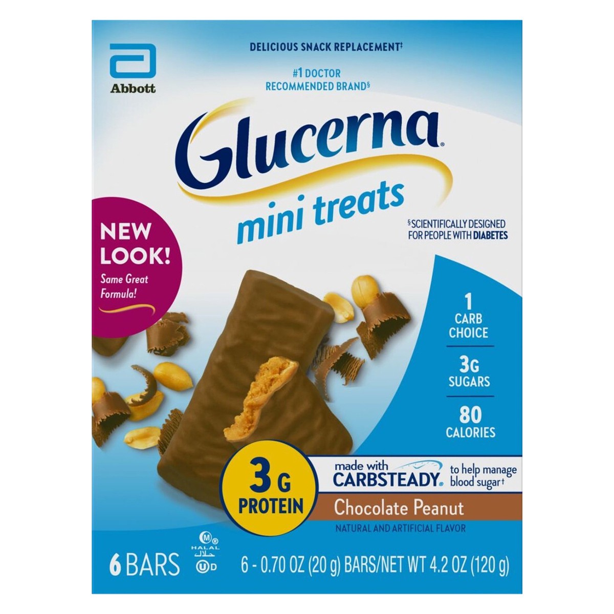 slide 1 of 4, Glucerna Mini Treats Chocolate Peanut Bars 6 - 0.70 oz Bars, 6 ct; 0.7 oz