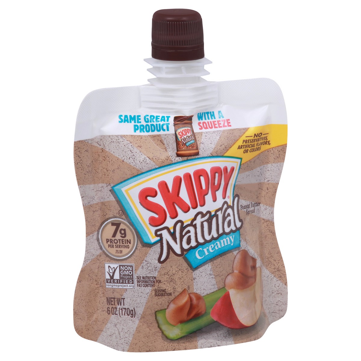 slide 4 of 9, Skippy Natural Creamy Squeeze Pouch - 6oz, 6 oz