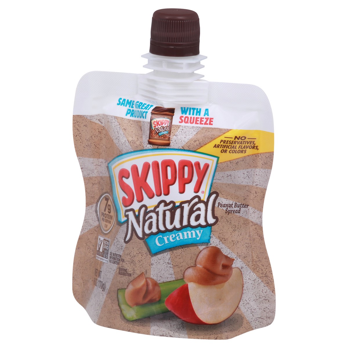 slide 9 of 9, Skippy Natural Creamy Squeeze Pouch - 6oz, 6 oz