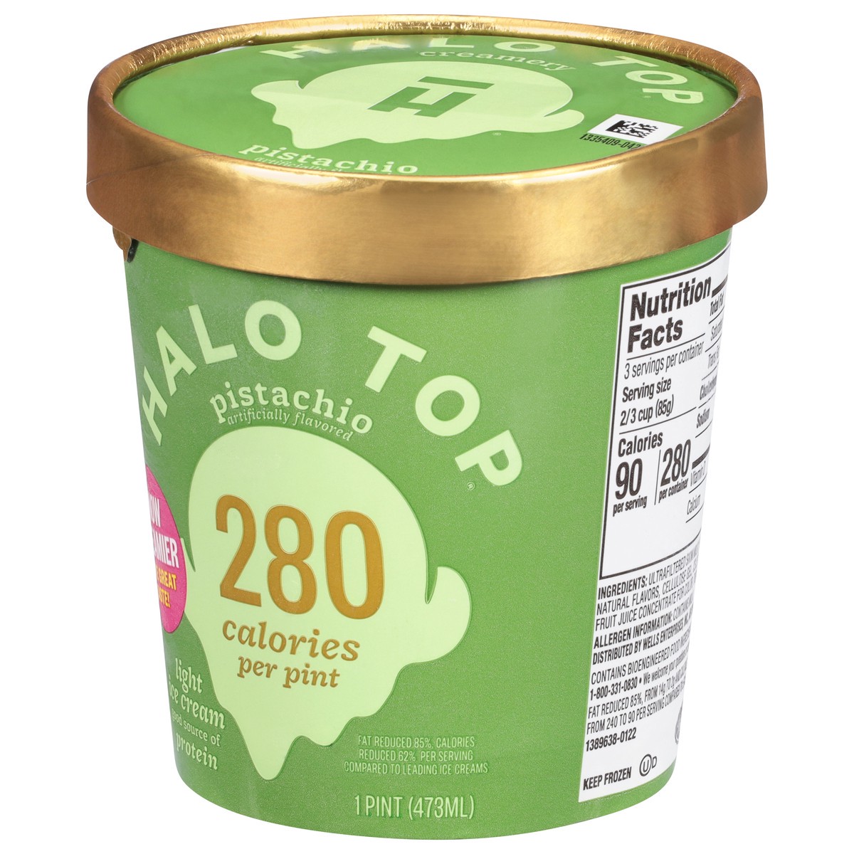 slide 9 of 9, Halo Top Pistachio Light Ice Cream, 16 fl oz