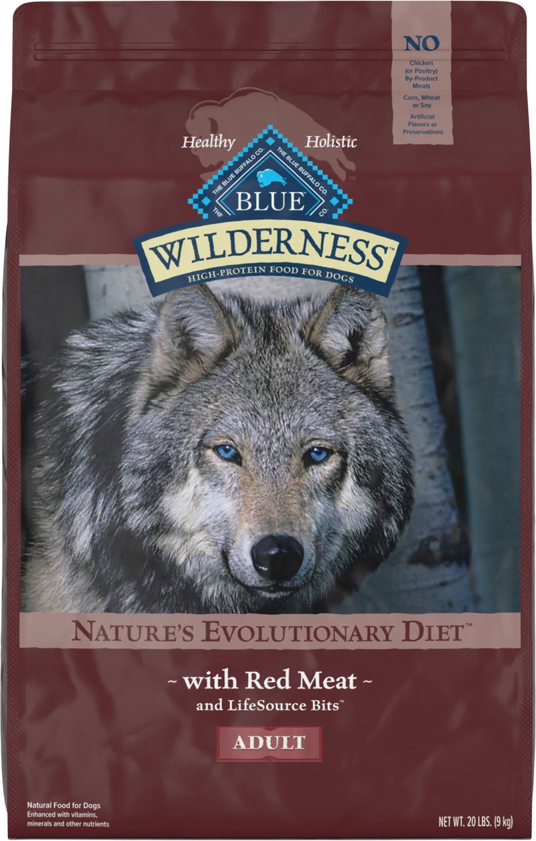 slide 7 of 13, Blue Buffalo Wilderness High Protein, Natural Adult Dry Dog Food, Red Meat 20-lb, 20 lb