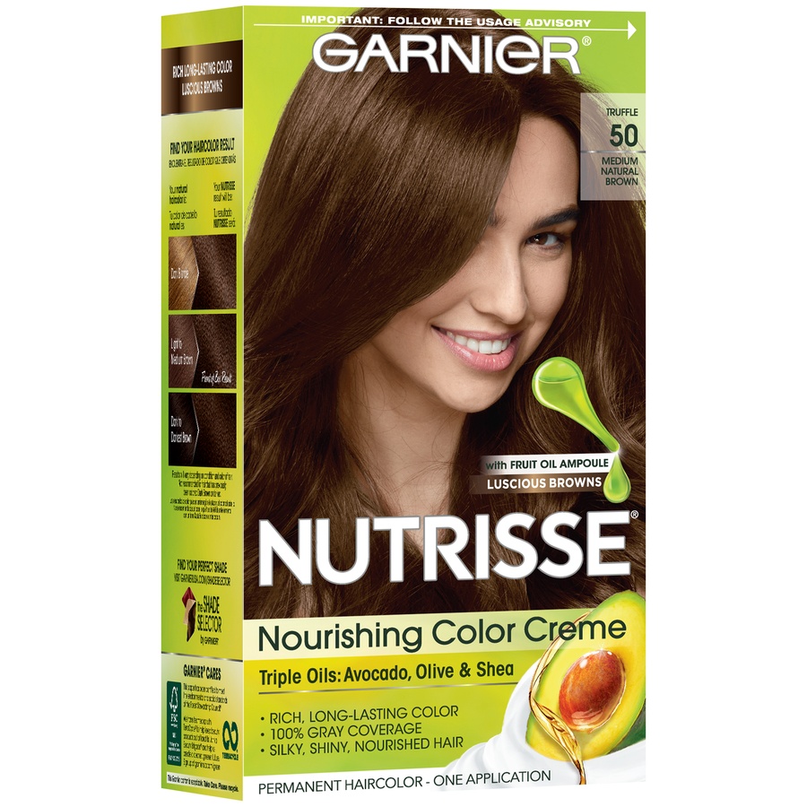 slide 4 of 8, Garnier Nutrisse Nourishing Color Creme - 50 Medium Natural Brown, 1 ct