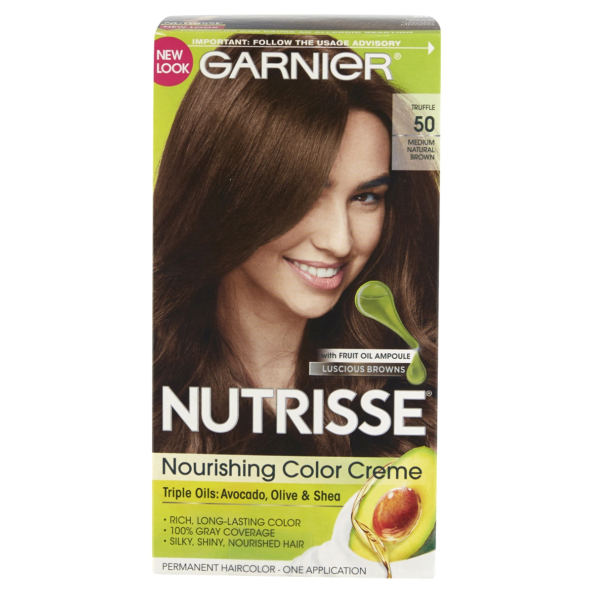 slide 1 of 8, Garnier Nutrisse Nourishing Color Creme - 50 Medium Natural Brown, 1 ct