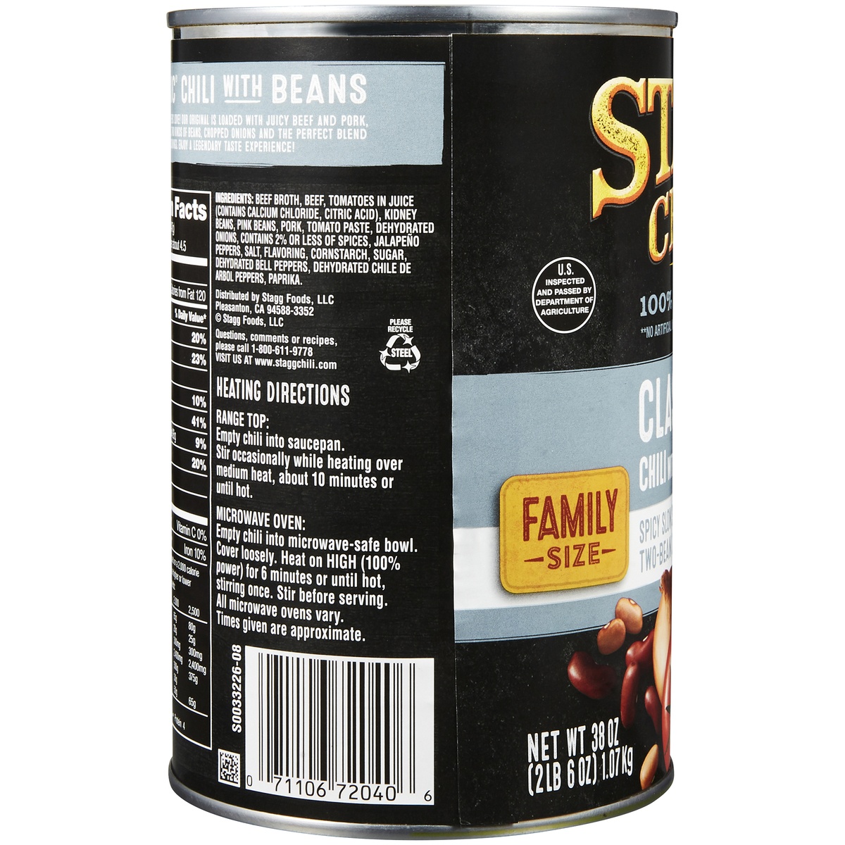 slide 7 of 7, Stagg Chili Classic Chili with Beans 38 oz. Pull-Top Can, 38 oz