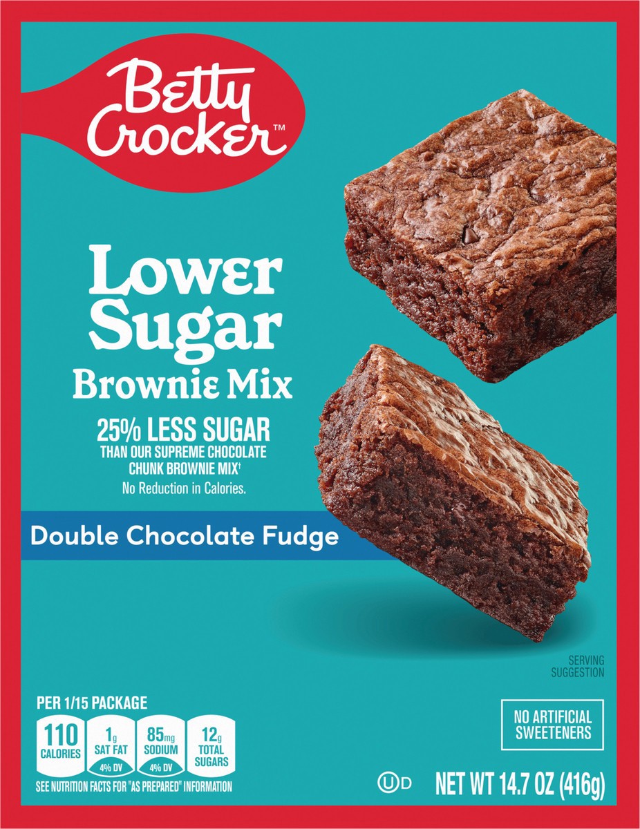slide 14 of 14, Betty Crocker Lower Sugar Brownie Mix, Double Chocolate Fudge, No Artificial Sweeteners, 14.7 oz, 14.7 oz