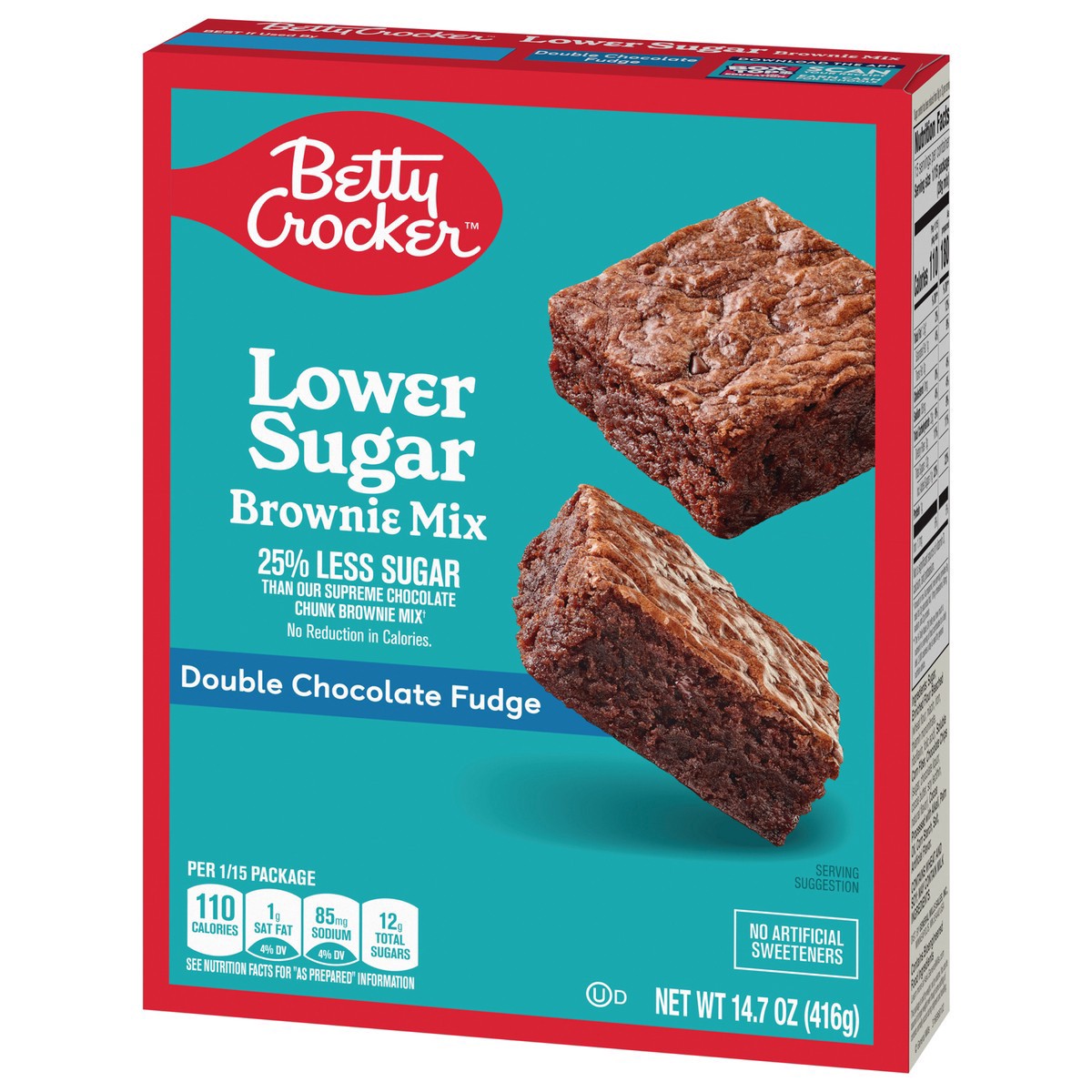 slide 4 of 14, Betty Crocker Lower Sugar Brownie Mix, Double Chocolate Fudge, No Artificial Sweeteners, 14.7 oz, 14.7 oz