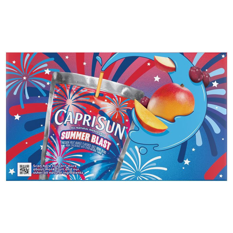 slide 5 of 11, Capri Sun Summer Blast Passion Fruit Mango flavored Juice Drink Blend, from concentrate with other natural flavor, 10 ct Box, 6 fl oz Pouches, 10 ct