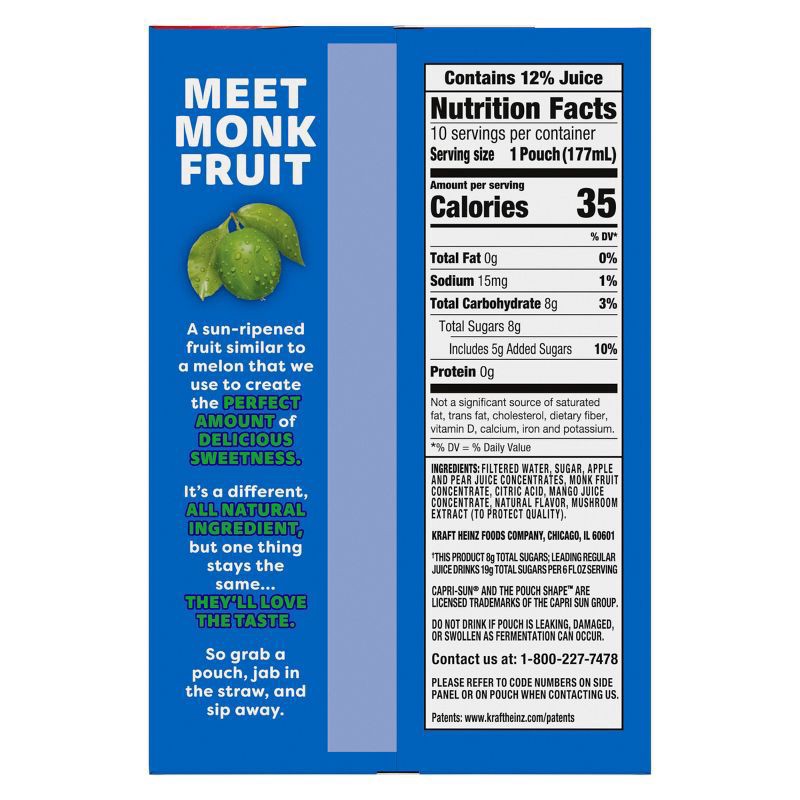 slide 6 of 11, Capri Sun Summer Blast Passion Fruit Mango flavored Juice Drink Blend, from concentrate with other natural flavor, 10 ct Box, 6 fl oz Pouches, 10 ct