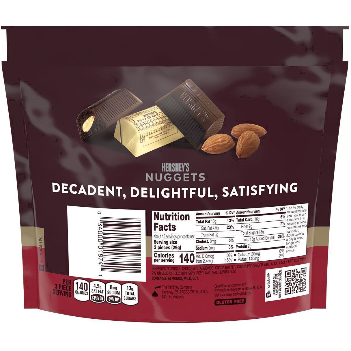 slide 51 of 76, Hershey's NUGGETS SPECIAL DARK Chocolate with Almonds Candy Share Pack, 10.1 oz, 10.1 oz