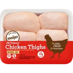 FRESH FROM MEIJER Meijer 100% All Natural Bone-In Chicken Thighs