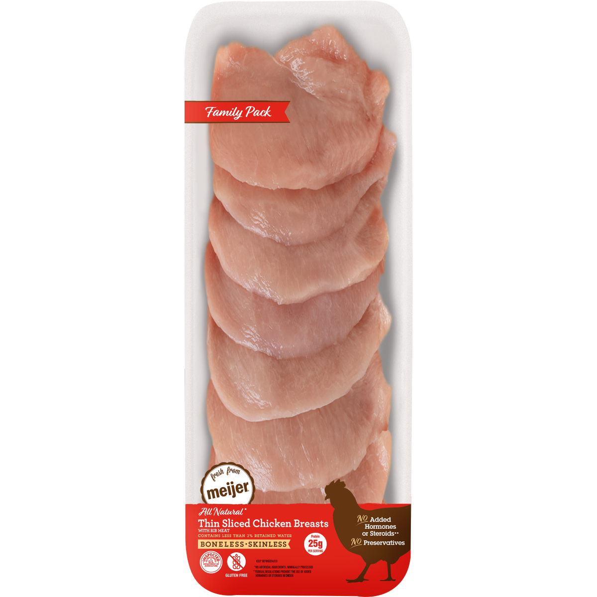 slide 1 of 9, FRESH FROM MEIJER Meijer Boneless Skinless Thin Sliced Chicken Breasts with Rib Meat 100% All Natural, Family Pack, per lb
