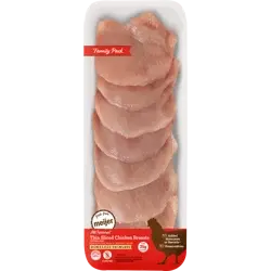 FRESH FROM MEIJER Meijer Boneless Skinless Thin Sliced Chicken Breasts with Rib Meat 100% All Natural, Family Pack