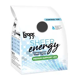 L'Eggs Sheer Energy Medium Support Control Top Sheer Toe - Off Black