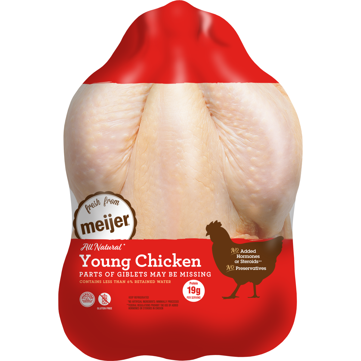 slide 1 of 1, Meijer 100% All Natural Bone-In Whole Chicken, per lb