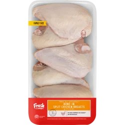 FRESH FROM MEIJER Meijer 100% All-Natural Bone-In Split Chicken Breasts, Family Pack