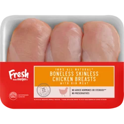 FRESH FROM MEIJER Meijer 100% All Natural Boneless Skinless Chicken Breasts With Rib Meat