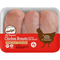 FRESH FROM MEIJER Meijer 100% All Natural Boneless Skinless Chicken Breasts with Rib Meat