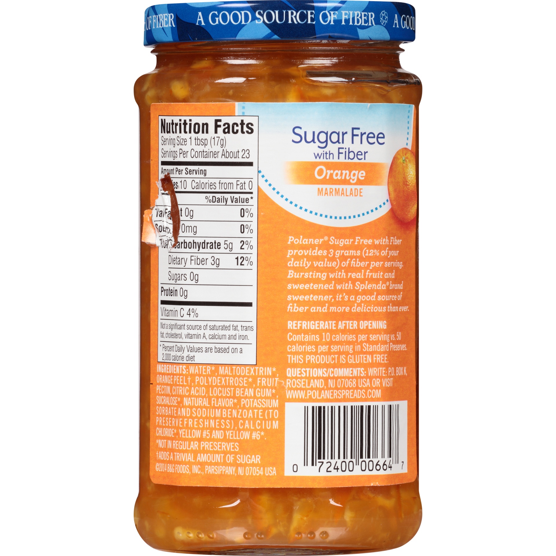 slide 5 of 6, Polaner Sugar Free with Fiber Orange Marmalade 13.5 oz, 13.5 oz