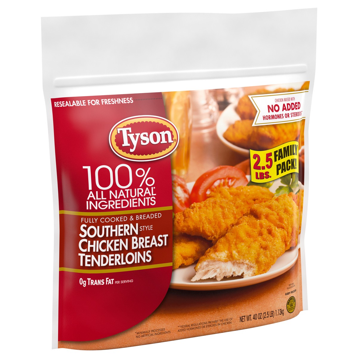 slide 2 of 6, Tyson Fully Cooked Southern Style Chicken Tenders, 40 oz. (Frozen), 1.13 kg