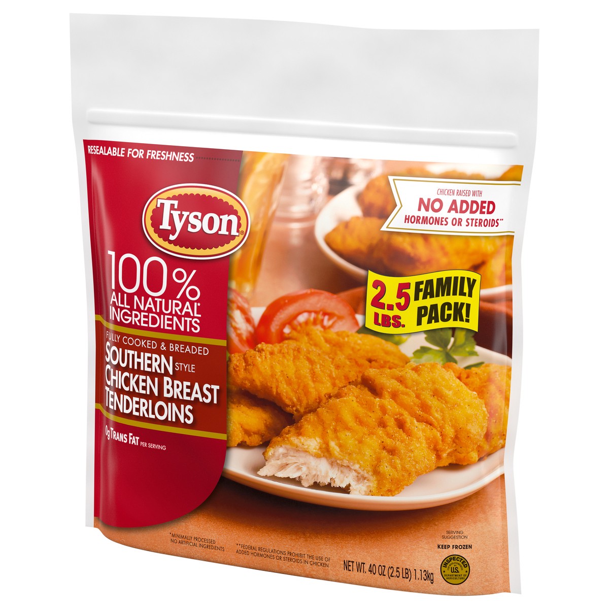 slide 3 of 6, Tyson Fully Cooked Southern Style Chicken Tenders, 40 oz. (Frozen), 1.13 kg