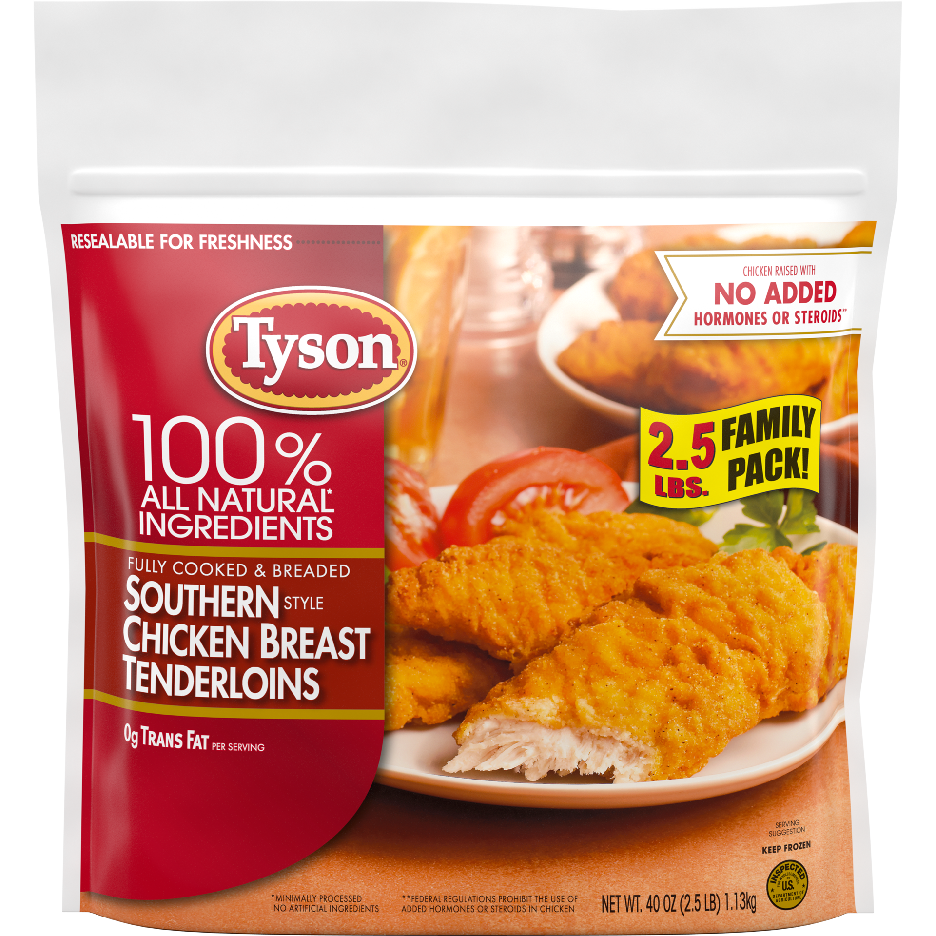 slide 1 of 6, Tyson Fully Cooked Southern Style Chicken Tenders, 40 oz. (Frozen), 1.13 kg