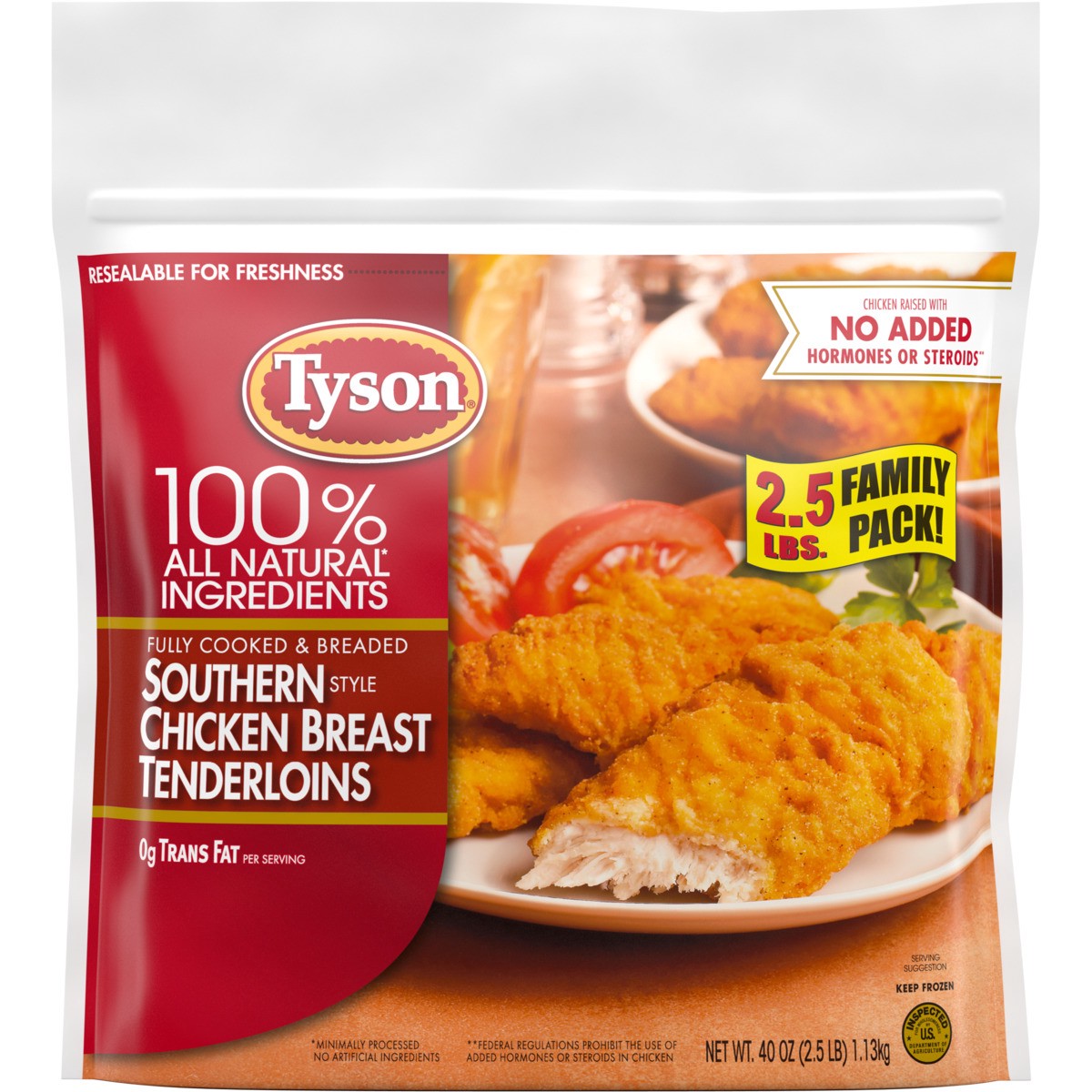 slide 1 of 6, Tyson Fully Cooked Southern Style Chicken Tenders, 40 oz. (Frozen), 40 oz