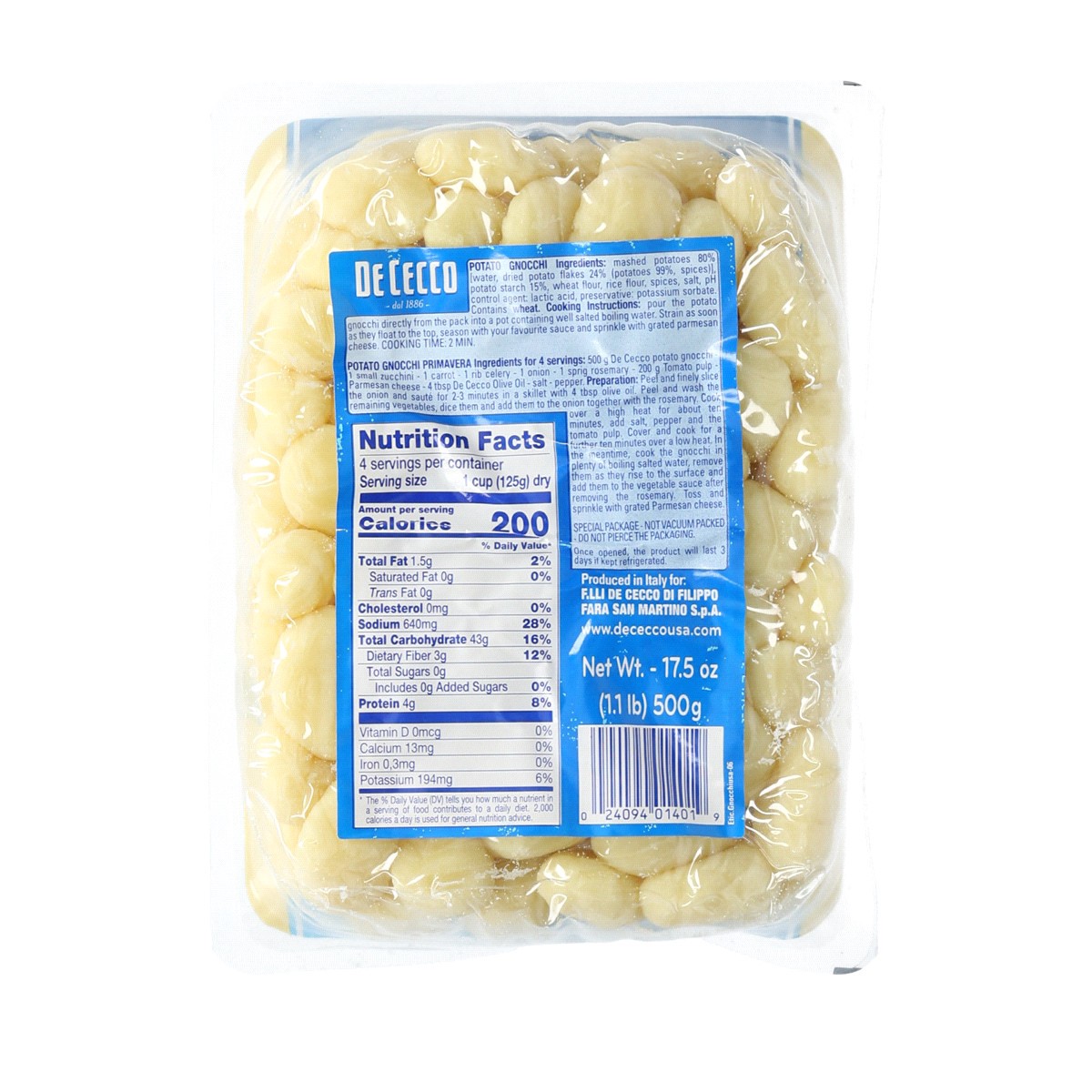 slide 2 of 2, De Cecco Potato Gnocchi - 17.5 oz, 17.5 oz