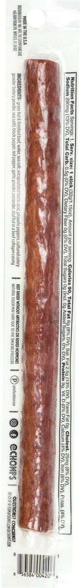 slide 3 of 3, Chomps Grass-Fed and Finished Jalapeño Beef Meat Stick, 1.15oz Stick, 1 ct