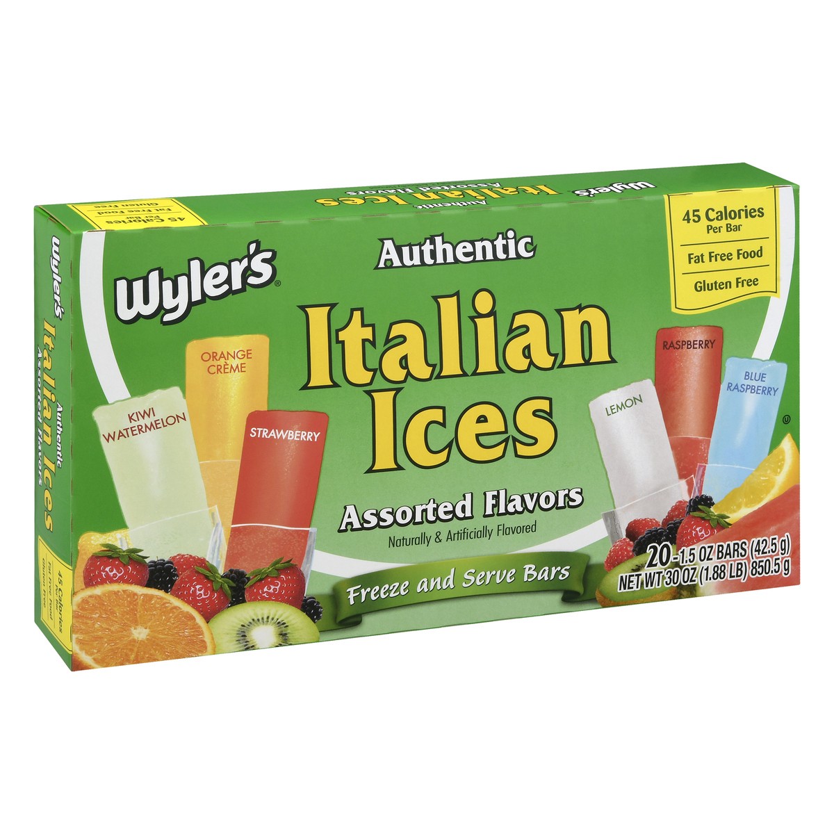 slide 6 of 9, Wyler's Italian Ices Assorted Flavors Bars Each - 20 ct, 20 ct