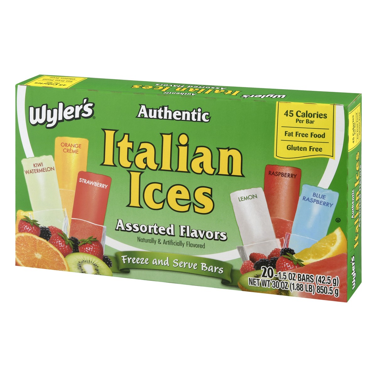 slide 5 of 9, Wyler's Italian Ices Assorted Flavors Bars Each - 20 ct, 20 ct