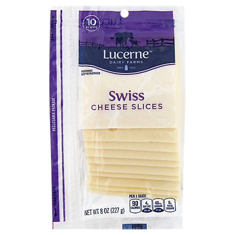 slide 1 of 1, Lucerne Cheese Slices Swiss, 10 ct