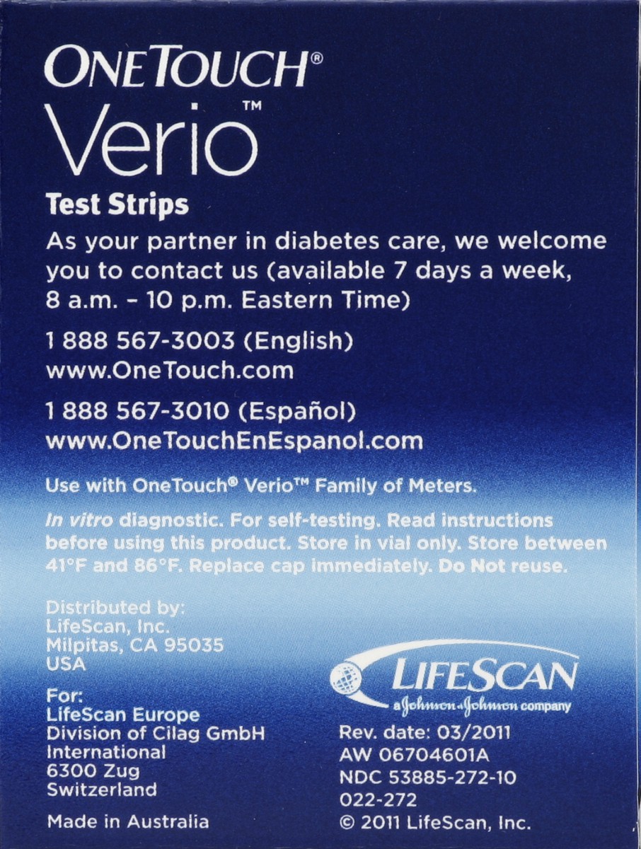 slide 3 of 5, OneTouch One Touch Verio Test Strip, 100 ct