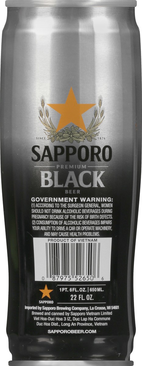 slide 2 of 11, Sapporo Premium Black Beer 22oz Single Can, 72 fl oz