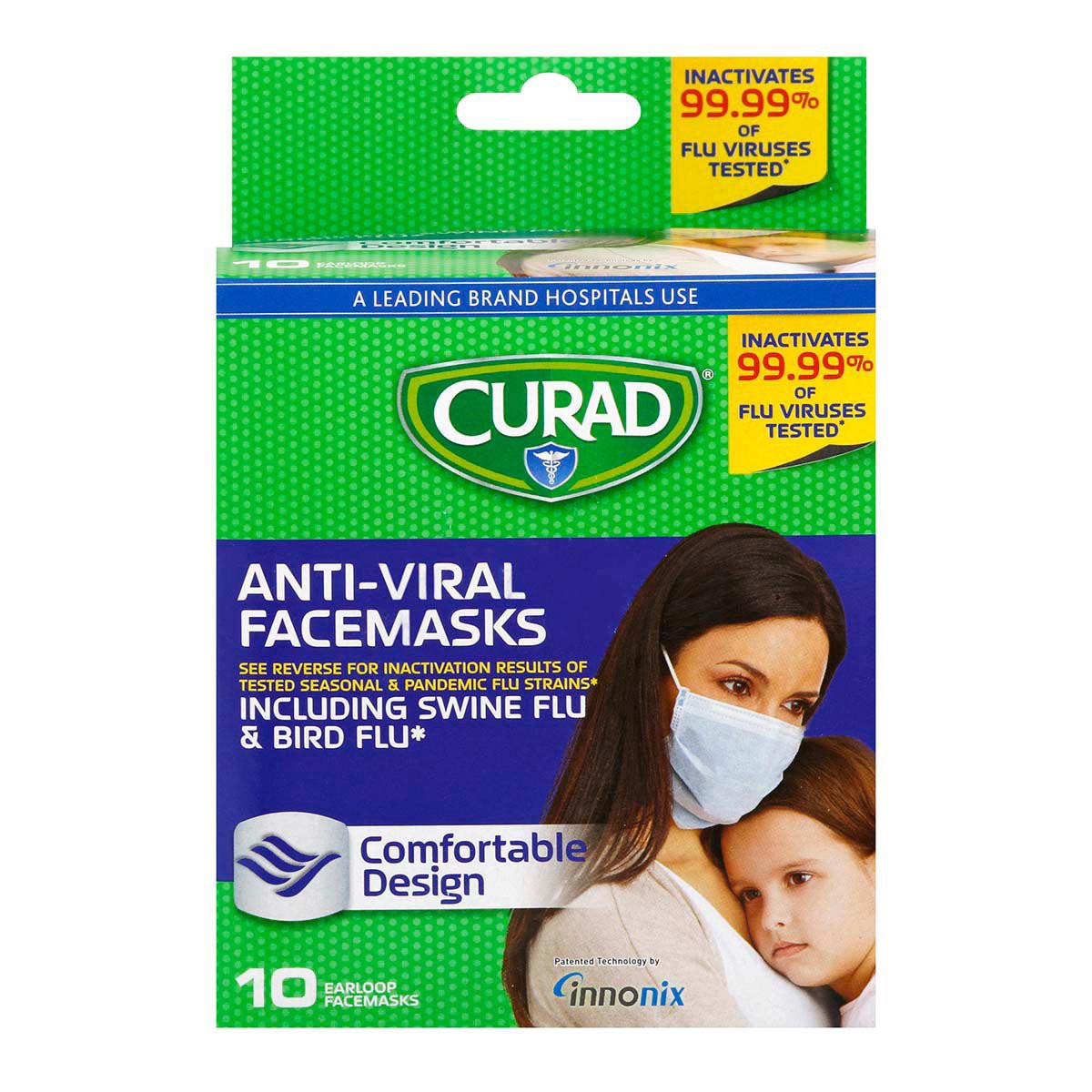 slide 1 of 1, Curad Germ Shield Medical Grade Facemask, 10 ct