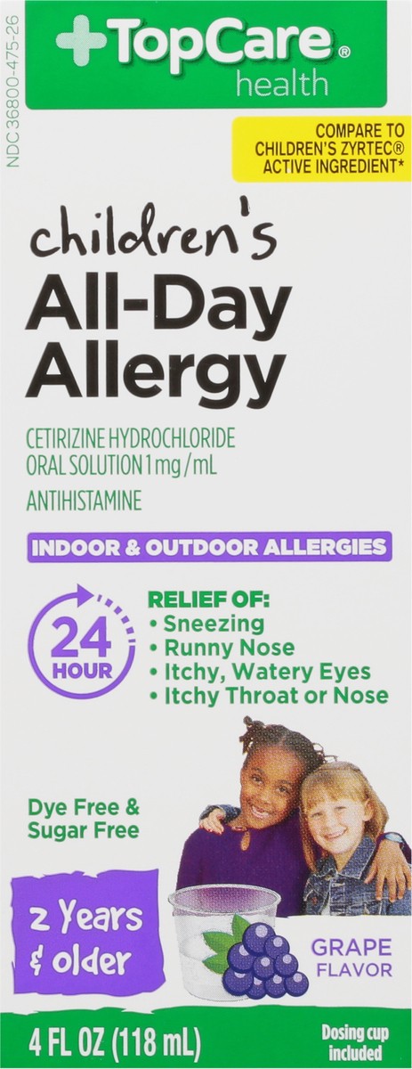 slide 3 of 9, TopCare Children's All-Day Allergy Grape Flavor, 4 fl oz