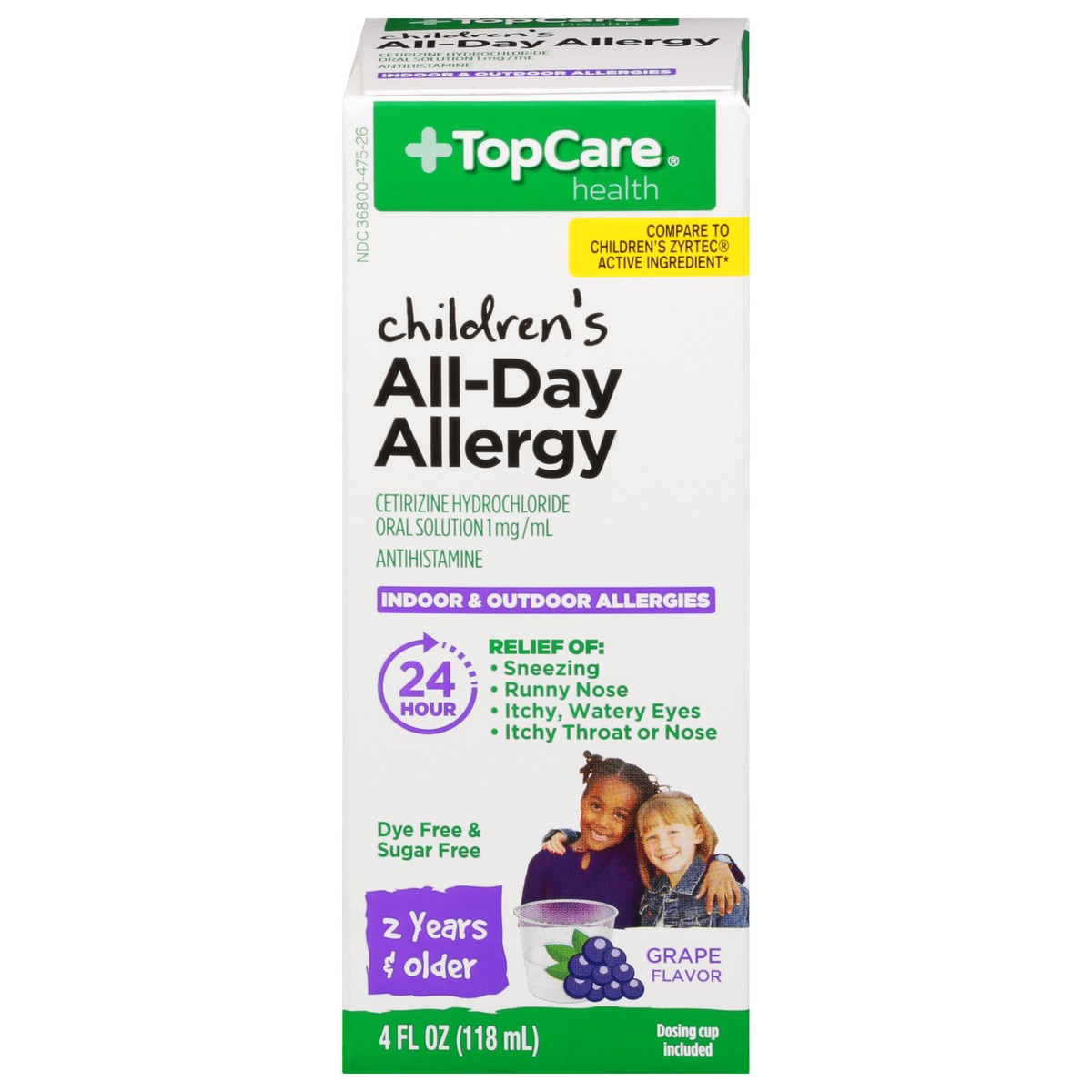 slide 1 of 9, TopCare Children's All-Day Allergy Grape Flavor, 4 fl oz