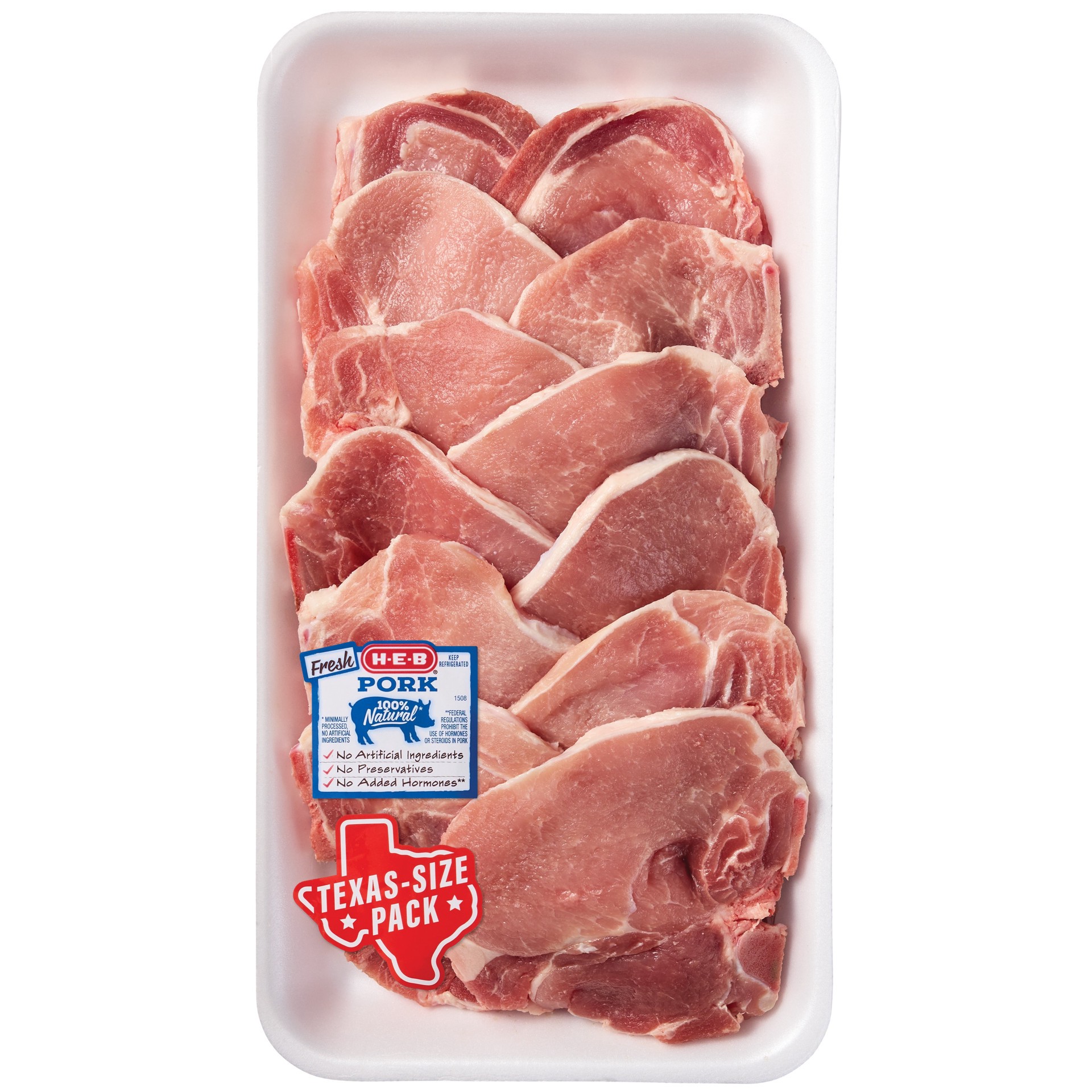 slide 1 of 1, H-E-B Bone-in Center Loin Pork Chops - Texas-Size Pack, per lb