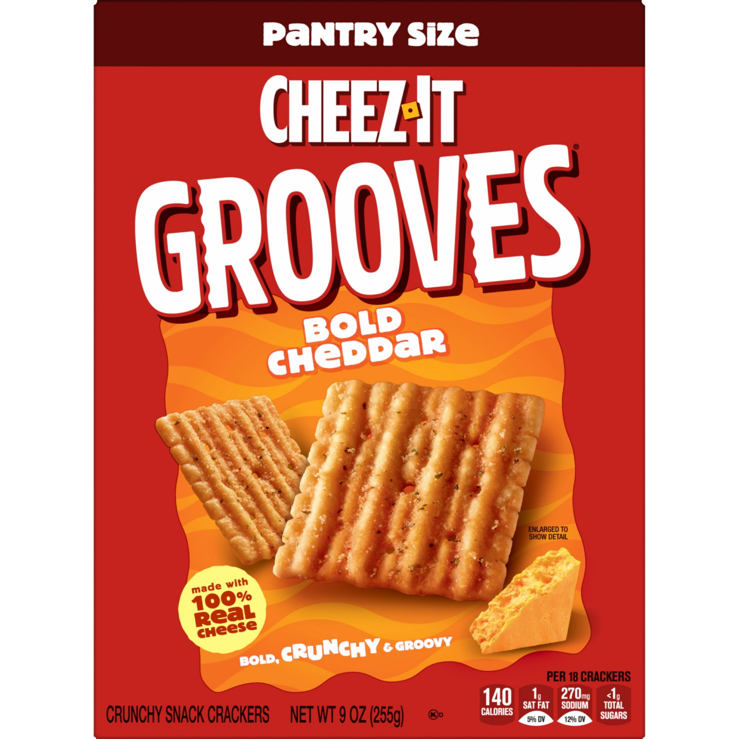 slide 5 of 8, Cheez-It Grooves Bold Cheddar Cheese Crackers, 9 oz
