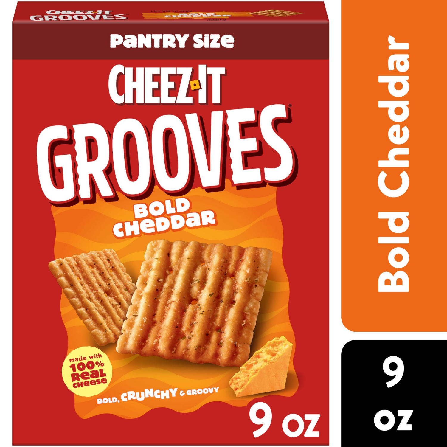 slide 1 of 8, Cheez-It Grooves Bold Cheddar Cheese Crackers, 9 oz