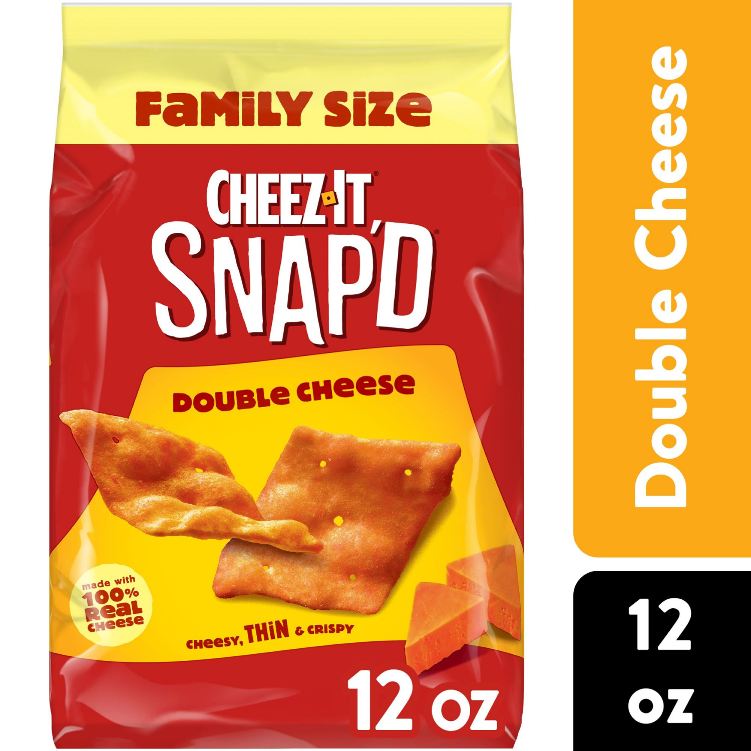 slide 1 of 8, Cheez-It Snap'd Double Cheese Cheese Cracker Chips, 12 oz