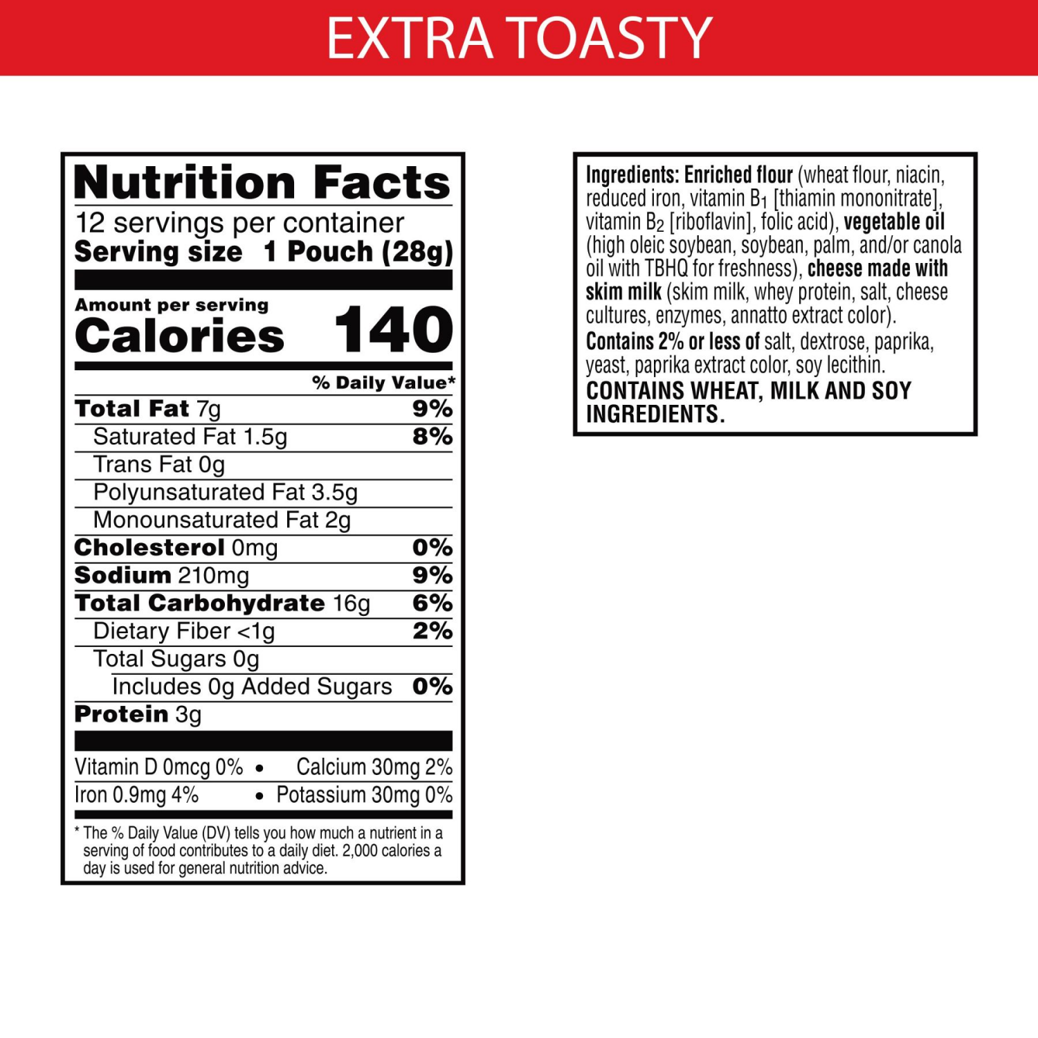 slide 2 of 8, Cheez-It Extra Toasty Baked Snack Crackers 12 - 1 oz Pouches, 12 ct