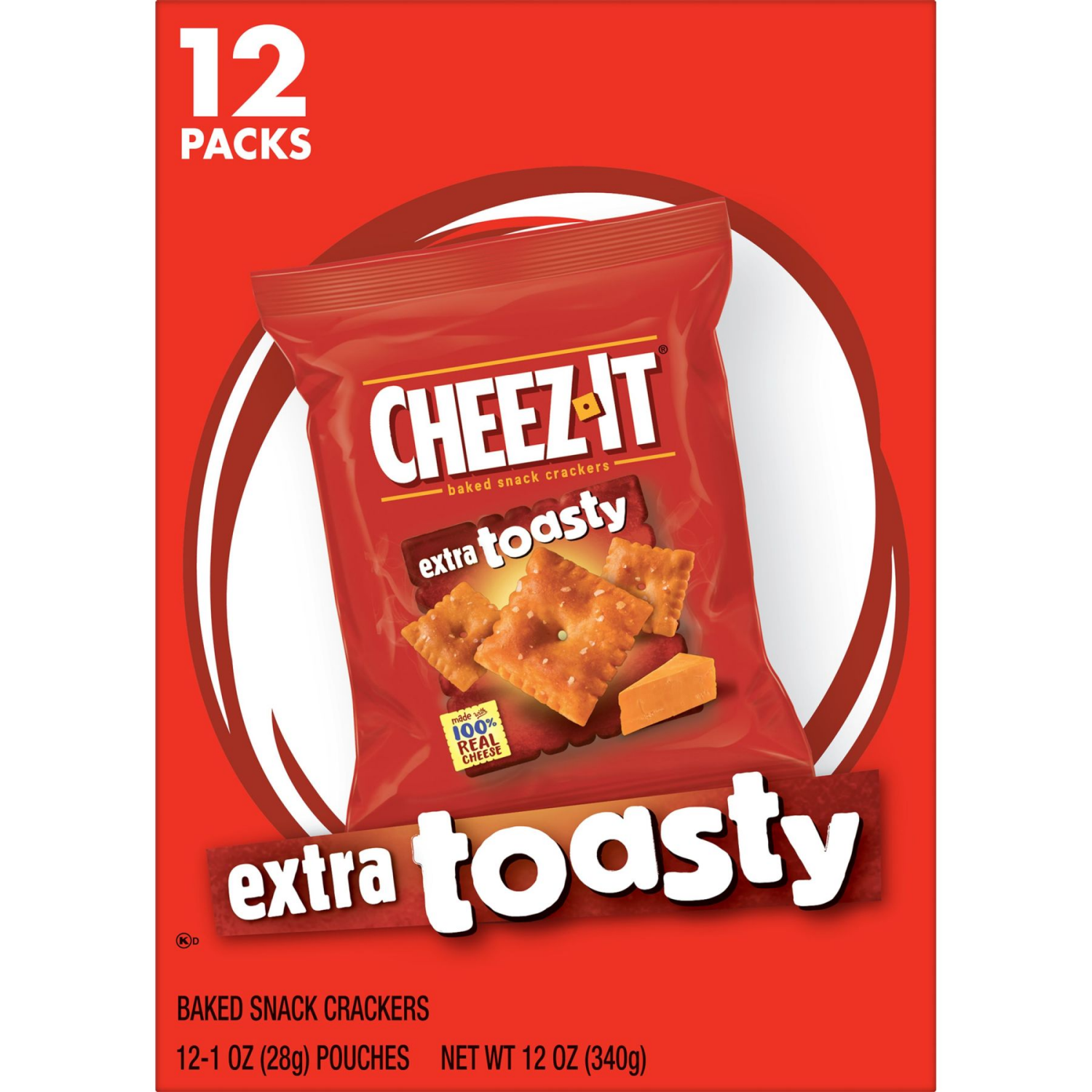 slide 5 of 8, Cheez-It Extra Toasty Baked Snack Crackers 12 - 1 oz Pouches, 12 ct