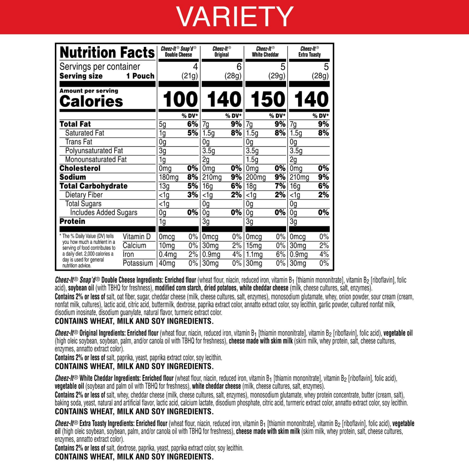 slide 6 of 8, Cheez-It Cheese Crackers Variety Pack, 20 ct