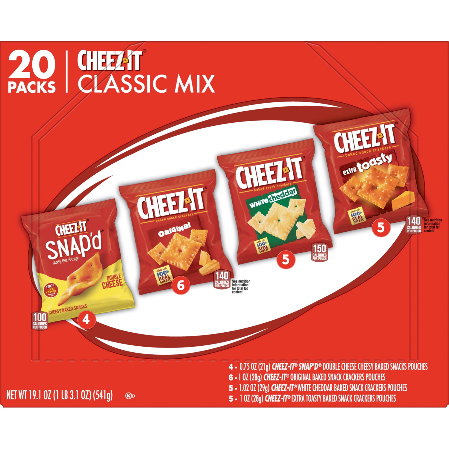 slide 7 of 8, Cheez-It Cheese Crackers Variety Pack, 20 ct