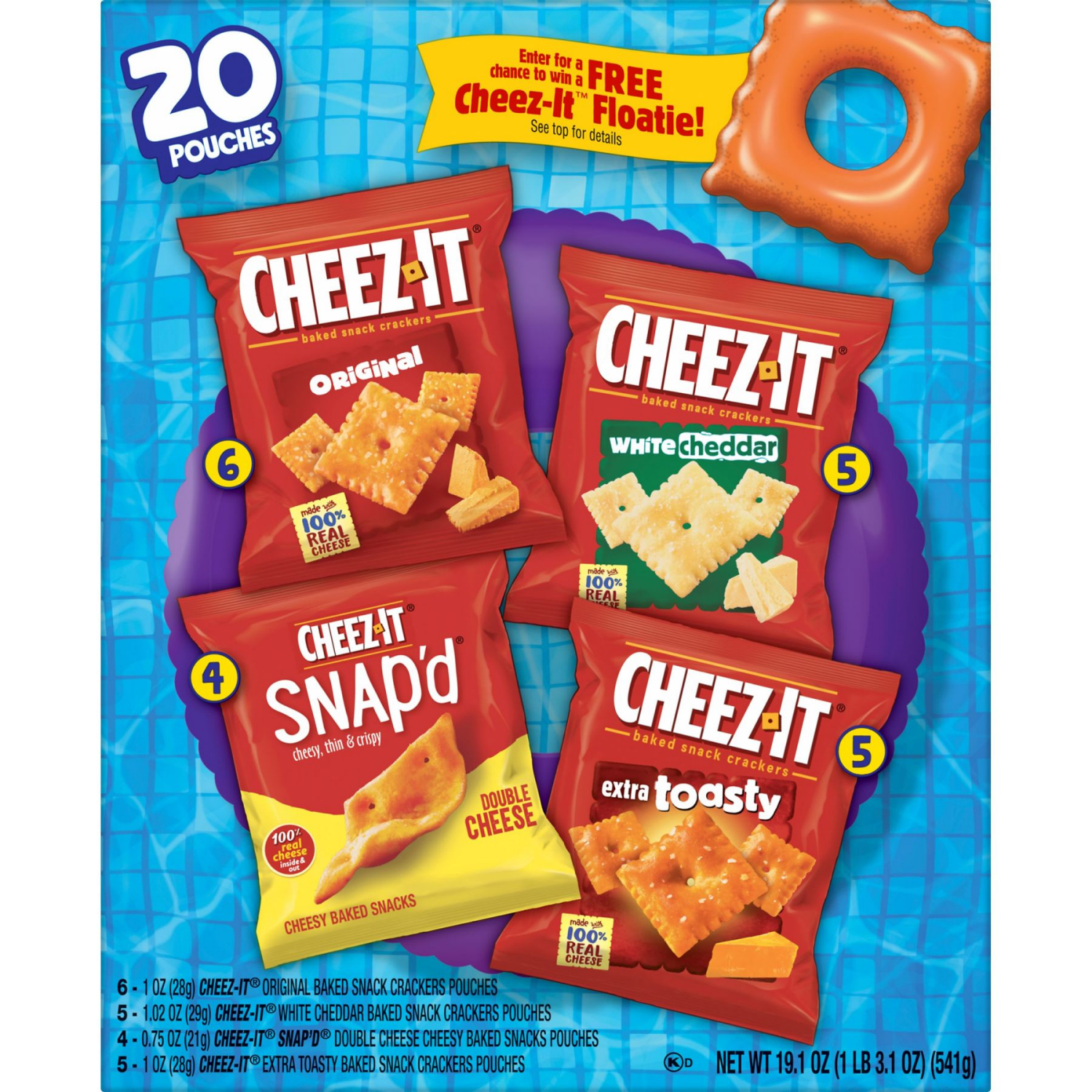 slide 7 of 8, Cheez-It Cheese Crackers Variety Pack, 20 ct